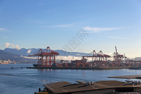 北温温哥华港山脉起重机天空商业集装箱风景船厂运输旅行码头图片