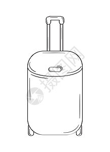 带车轮的手提箱黑色商业公文包盒子旅行游客卡通片插图行李案件图片