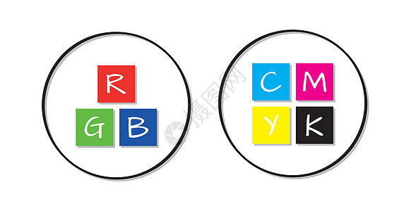 rb 和 cmyk 图标蓝色黄色艺术中医钥匙光谱调色板红色绿色打印背景图片