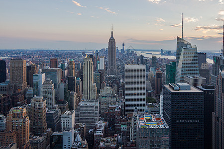 美国纽约 纽约天线天空地标建筑全景天际景观纪念碑日落帝国商业图片