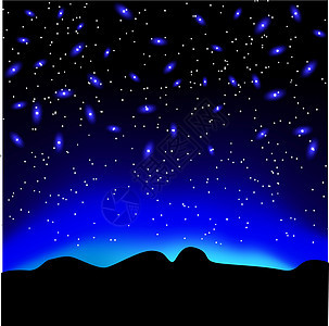 夜空中的星空 在山上矢量背景之上图片