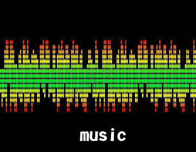 黑色背景的音乐色彩均衡器条插图Name以黑背景显示均衡器光谱歌曲俱乐部技术海浪频率配乐录音机记录图片