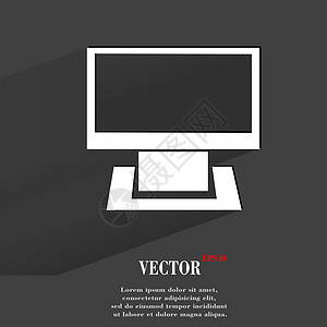 计算机 平坦的现代网络按钮 有长阴影和您的文本空间黑色桌面笔记曲线办公室商业技术图标绘画插图图片