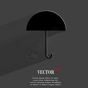 保护伞 用长的阴影和空格平坦的现代网络按钮气象黑色下雨图片
