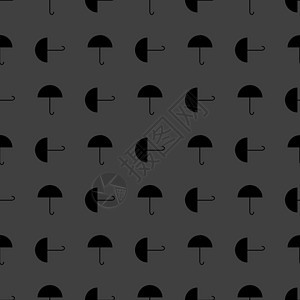 伞状网络图标 平面设计 无缝灰色模式下雨气象黑色背景图片