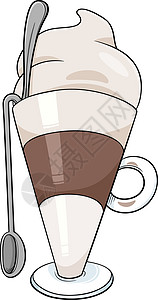 漫画插图卡通片绘画咖啡馆奶油咖啡拿铁泡沫图片