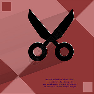 剪刀 在平坦几何抽象背景上的简单现代网络设计理发师沙龙图标理发黑色白色裁缝工具剪切修剪图片