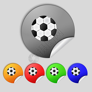 足球球符号图标 足球运动符号 设置多彩的按钮训练角落令牌玩家竞赛游戏团队创造力插图联盟图片
