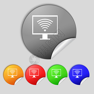 WiFi 符号图标 视频游戏符号 设置彩色按钮圆圈徽章邮票机顶盒质量海豹闪光创造力上网控制器图片
