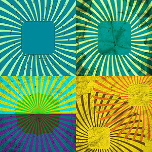 设置旧彩色雷的背景潮人框架艺术光谱星星晴天海浪绘画太阳辐射图片