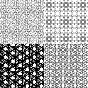 艺术设计中的一组几何图案织物六边形钻石条纹插图格子状线条黑色扫描星星图片