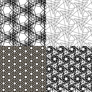 艺术设计中的一组几何图案格子状织物菱形墙纸线条扫描星星钻石黑色六边形图片