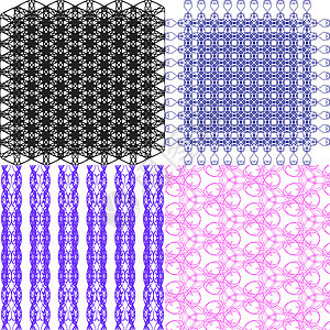 艺术设计中的一组几何图案黑色条纹织物菱形钻石插图星星六边形纺织品格子状图片