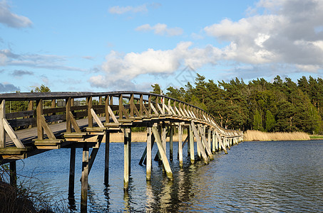 旧木桥森林晴天海岸线阳光天桥蓝天栏杆蓝色木头行人图片