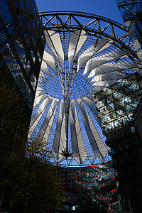波茨达默普拉兹 柏林蓝色风光未来派玻璃办公楼城市结构都市办公室建筑学图片