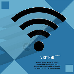 WI FI 使用长阴影和文字空间的平坦现代网络按钮电脑商业路由器青色音乐蓝色广播插图技术创造力图片