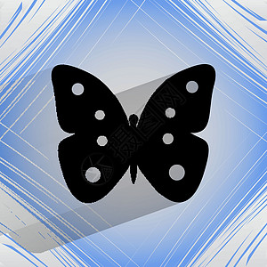 蝴蝶 在平面几何抽象背景上的平坦现代网络按钮手工装饰品礼物纸板翅膀雕刻动物群作品插图卡片图片