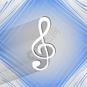 音乐元素在平面几何抽象背景上的 Web 图标注释创造力概念阴影作品圆形笔记插图收藏体积流行音乐图片