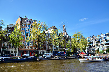 阿姆斯特丹运河和典型房屋图片