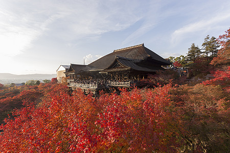 日本京都清津寺庙地标世界佛教徒遗产旅游宗教场景游客吸引力日落图片