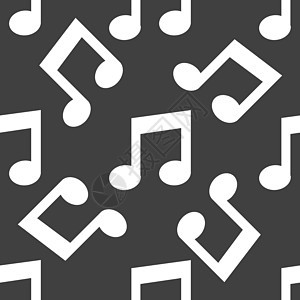 音乐注释网络图标 平板设计 无缝模式电脑旋律低音白色黑色插图钥匙创造力作品技术图片