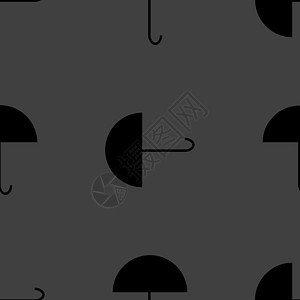 伞状网络图标 平面设计 无缝灰色模式气象下雨黑色背景图片