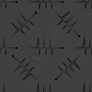 心律网络图标 平板设计 无缝灰色模式心电图插图小册子创造力音乐展示循环韵律医疗测试图片