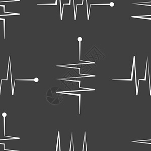 心律网络图标 平板设计 无缝灰色模式韵律心脏病学图表梗塞作品插图音乐循环小册子生理图片