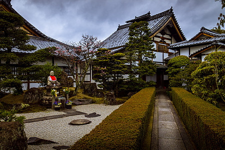 日本寺庙多云花园正方形信仰建筑旅行宗教异国石头情调图片