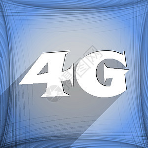 4G 图标符号 使用长阴影和文字空间的平坦现代网络设计 矢量标准电话标签互联网技术按钮插图质量边界框架背景图片