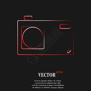 相片相机图标符号 Flat 现代网络设计 有长阴影和文字空间 矢量插图相机质量闪光海豹创造力徽章摄影标签镜片图片