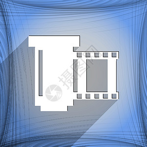 负电影图标符号 Flat 现代网络设计 有长阴影和文字空间 矢量幻灯片快照漩涡照片摄影相机棕褐色艺术环形模拟图片