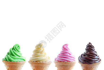 一系列冰淇淋甜筒食物框架甜点薄荷小吃奶油状口味边界锥体奶油图片