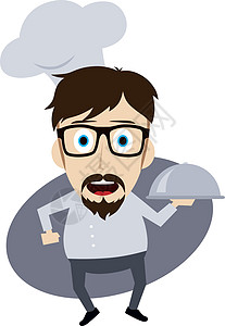 主厨师卡通烹饪卡通片胡子食物烤箱男人胡须厨房帽子插图背景图片