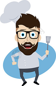 主厨师卡通成人烹饪帽子食物卡通片胡子胡须烤箱插图男人背景图片