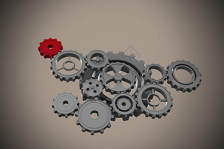 齿轮和轮轮复合图像机械计算机灰色插图机器绘图车轮背景图片