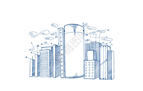 城市规划手绘建筑箭头摩天大楼城市建筑学建筑师景观图片