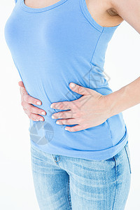 患有胃痛的妇女痛苦棕色腹痛头发疼痛经期长发疾病身体女士图片