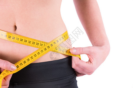 腰带宽度的山岳妇女卷尺腰部重量女性身体数字节食饮食测量腹部图片