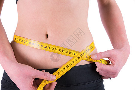 腰带宽度的山岳妇女节食卷尺女性饮食腰部腹部数字重量测量身体图片