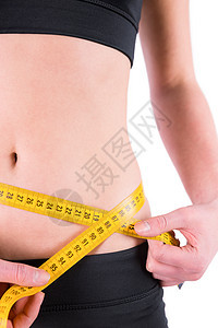 腰带宽度的山岳妇女女性卷尺腹部测量重量节食饮食身体数字腰部图片