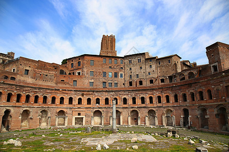 对罗马Trajan市场的全景观背景图片