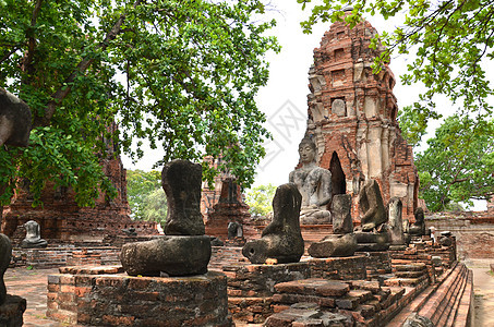 Ayutthaya 历史塔纪念碑世界建筑废墟地标建筑学公园吸引力宝塔寺庙图片