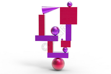 颜色中的抽象几何结构插图技术建筑学圆圈正方形雕塑红色紫色场景长方形图片