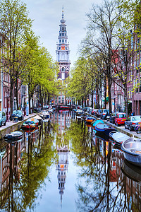阿姆斯特丹Zuiderkerk教堂教会街道历史性特丹旅游运河首都地标旅行城市图片
