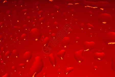 红色抽象背景与水滴飞沫艺术玻璃雨滴宏观珠子液体气泡图片