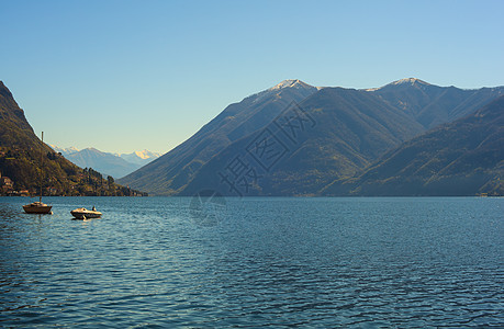 卢加诺湖或塞雷西奥湖假期风景全景图片