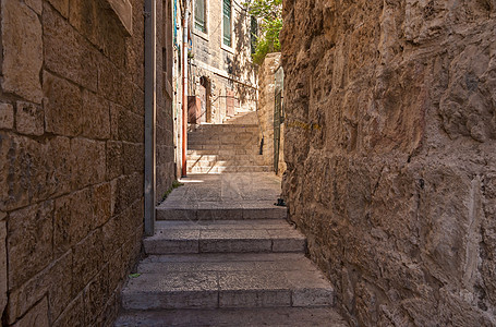 耶路撒冷犹太区古古老小巷古董小路柱子村庄建筑学街道飞地窗户建筑物城市图片