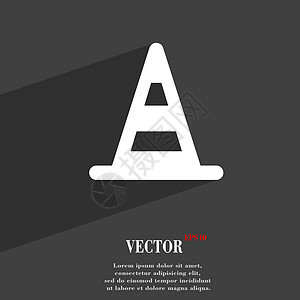 平坦的现代网络设计 有长阴影和文字空间 矢量Victor插图警告交通警报塑料锥体夹子注意力帽子边界图片