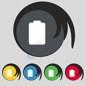 电池空空 低电量图标符号 五个彩色按钮上的符号 矢量图片